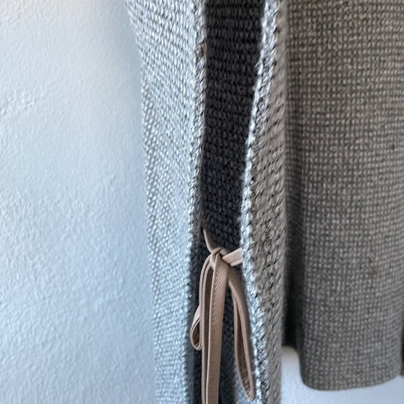 THML Gray/Brown Turtleneck Open Side Poncho With Faux Leather Ties XS/S - Picture 4 of 6